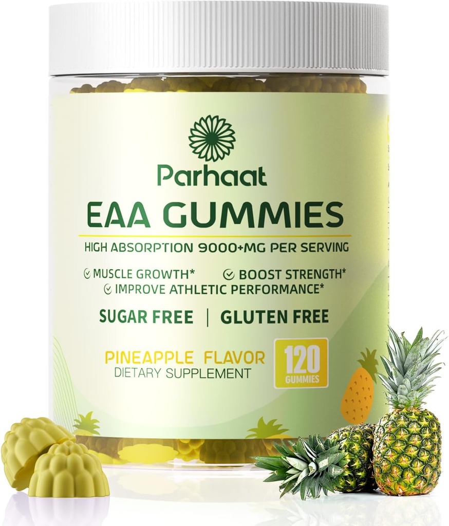 EAA Gummie 120 Gummie (Pineapple), Essential Amino Acids - Alle 9 Essential Aminos (EAA) und alle verzweigtkettigen Aminosäuren (BCAAs), Non-GMO, Glutenfrei, Vegetarisch