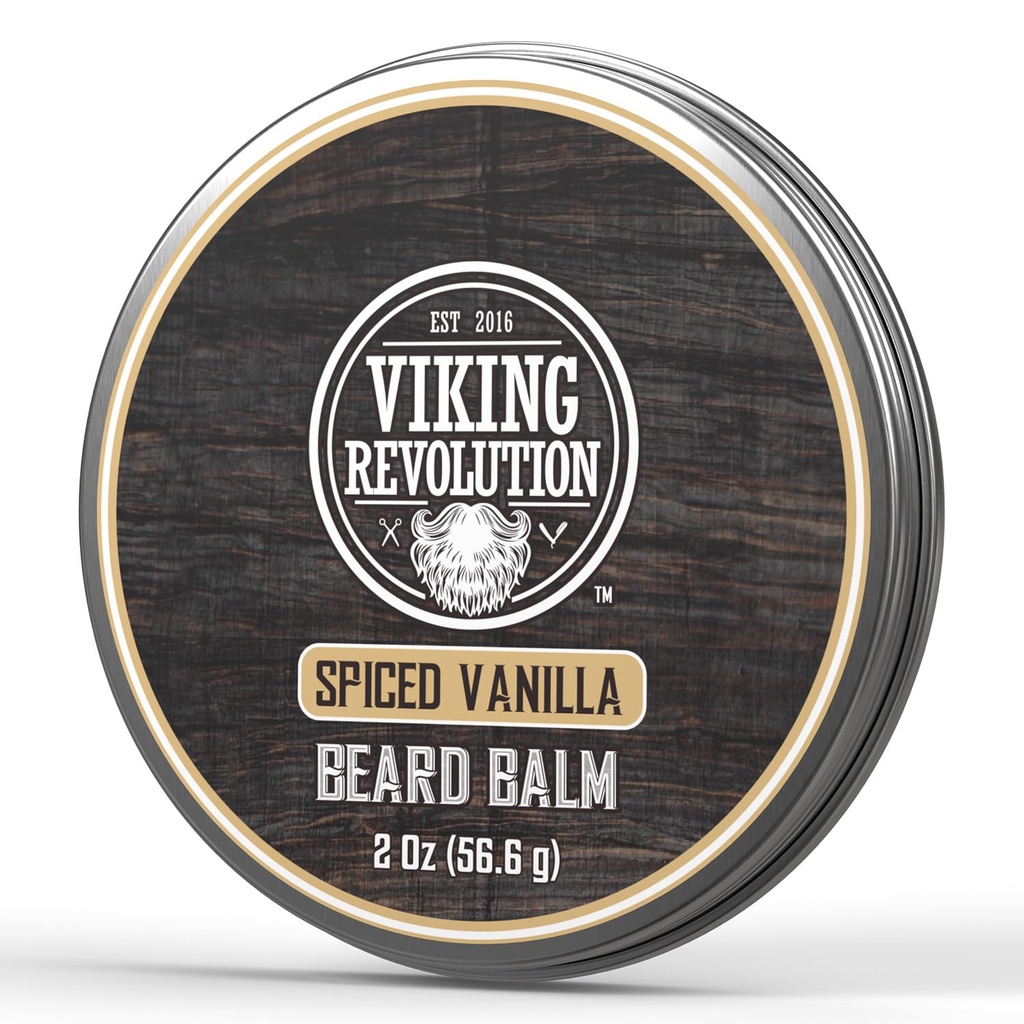 Bilancia del cuscinetto della Vaniglia a spirale della rivoluzione vichinga - Burro del cuscinetto con olio di Argan, Morbillo del cuscinetto per gli uomini con olio di Jojoba - Moisturizer del cuscinetto per gli uomini con cera d'api - Cuscinetto per gli uomini (2oz, 1 confezione)