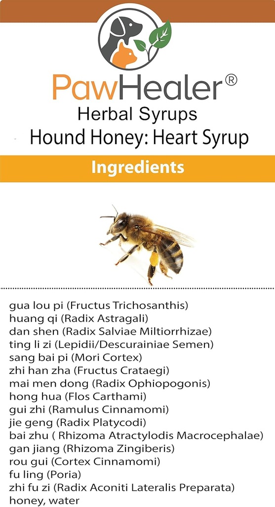 PawHealer® Honey Hound: Sirop cardiaque - Remède à base de plantes pour la toux du chien - 5 fl oz - Suppresseur - Remède à base de plantes - Gagnage et...
