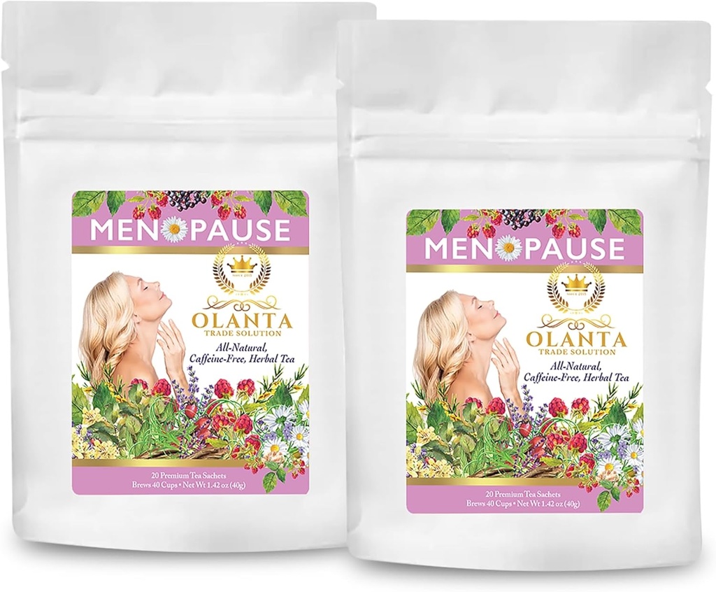 Thé à la ménopause - Vitamines post ménopause, Suppléments à la ménopause pour les femmes, Thé à base de plantes pour la ménopause, Aide immunitaire, Confort à la ménopause - 40 sachets de thé Premium