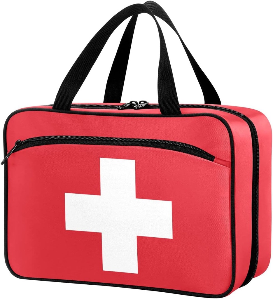 Naanle Pill Organizer Bag Travel Pill Bottle Medicine Organizer Home Storage Sac de médicaments pour suppléments de vitamine, White Cross Vidy Red First Aid Bag for Car Camping, 1.0 Compte