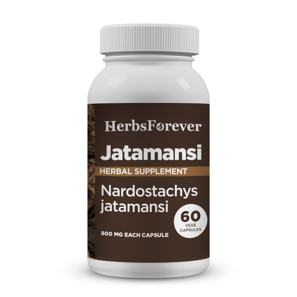 Herbsforever Jatamansi Capsules | Nardostachys Jatamansi | Premium Herbal Supplement for Relaxation, Hair Care, and Wellness | 60 Vegan Capsules, 800 Mg Each