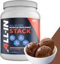 All-in-One Muscle Building Stack - Chocolate Whey Protein Isolate, Creatine Monoidrato, HMB e L-Glutamina, 4 Prodotti in uno, Niente Artificiale, 30 Serve