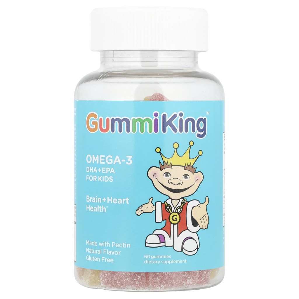 Gummi King DHA Omega-3 Supplément, Citron/Orange/Strawberry, 60 Nombre