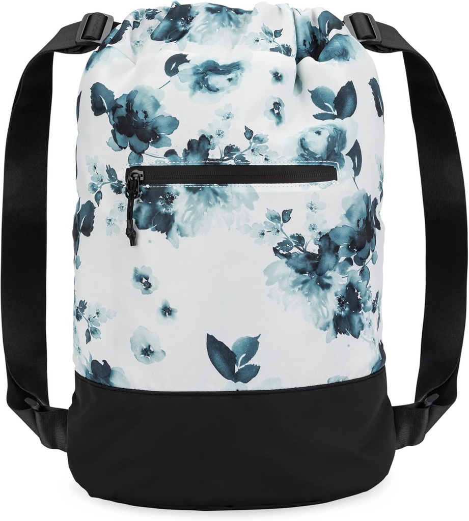 Flex Cinch Drawstring Gym Bag per le donne con disegni grafici | Durable Lightweight Gym Cinch Borse | Grande per Gym Bag, Viaggi e Pernottamenti | Teal - Fiori