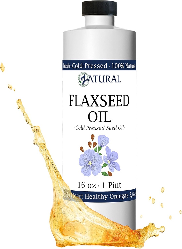 Olio di lino Zatural naturalmente coltivato 100% Pure Flax Seeds Cold Pressed Vegan Omega Fatty Acids 16oz