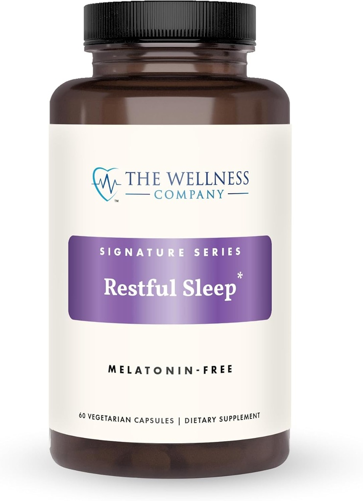 The Wellness Company Restful Sleep - Melatonin-Free, Deep Sleep, REM Support, Non-Habit Forming - Kava, Rafuma Leaf, Ashwagandha & Valerian Root | 60ct (1 Mese di fornitura)