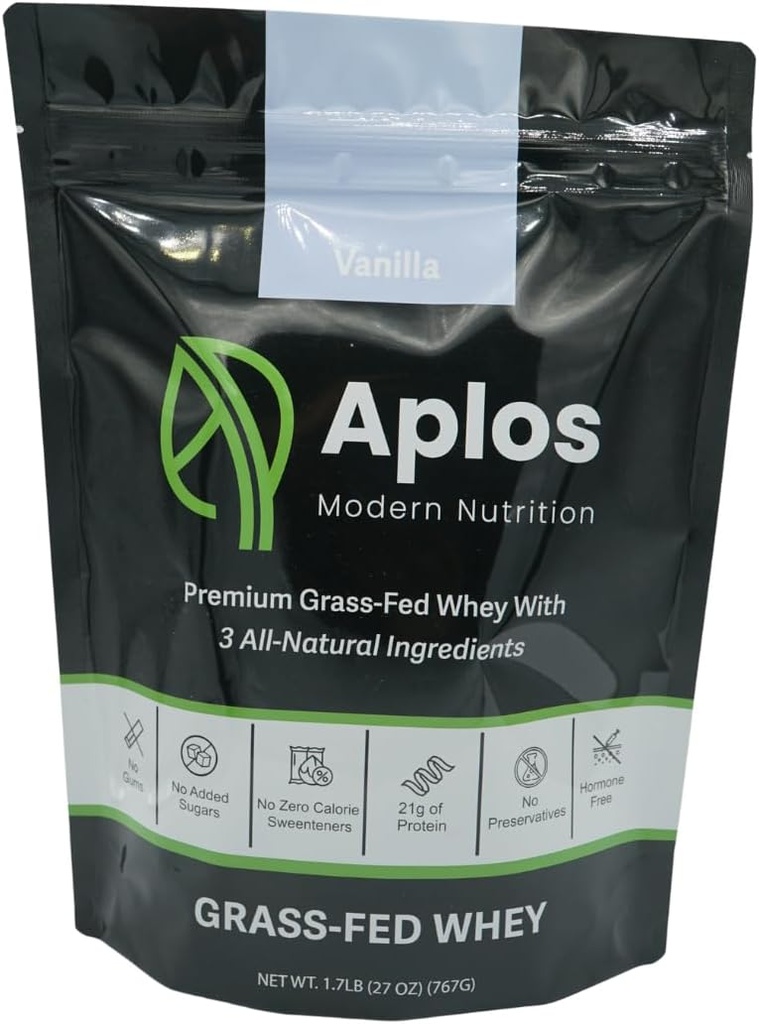 Vanilla Grass-Fed Whey Protein Powder, 3 Ingredients, Adolcito con Date, da Nuova Zelanda Cows che Spendono 350+ Giorni di pascolo in Pasture Ogni anno, 20 Serve