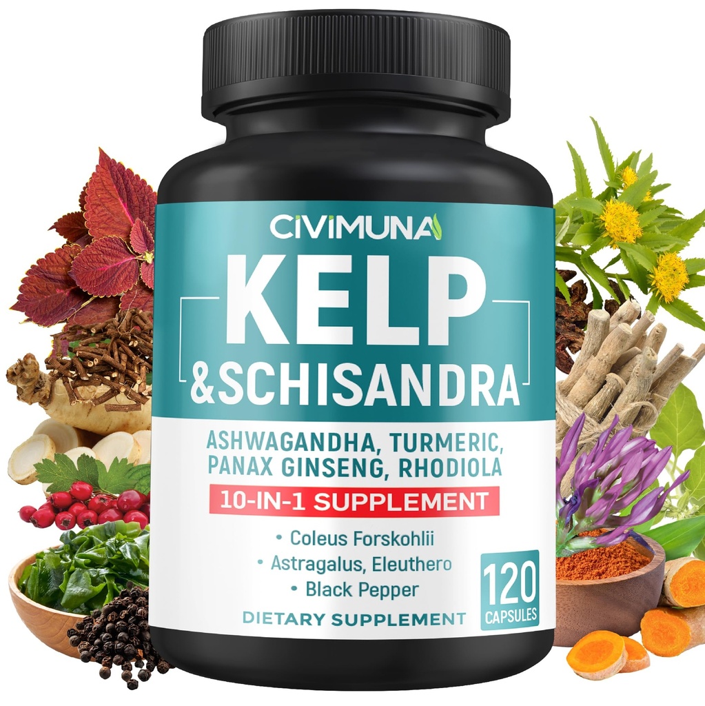 Kelp Extract Kapseln mit Kelp, Schisandra, Ashwagandha und mehr - 120 Kapseln für 4 Monate Versorgung
