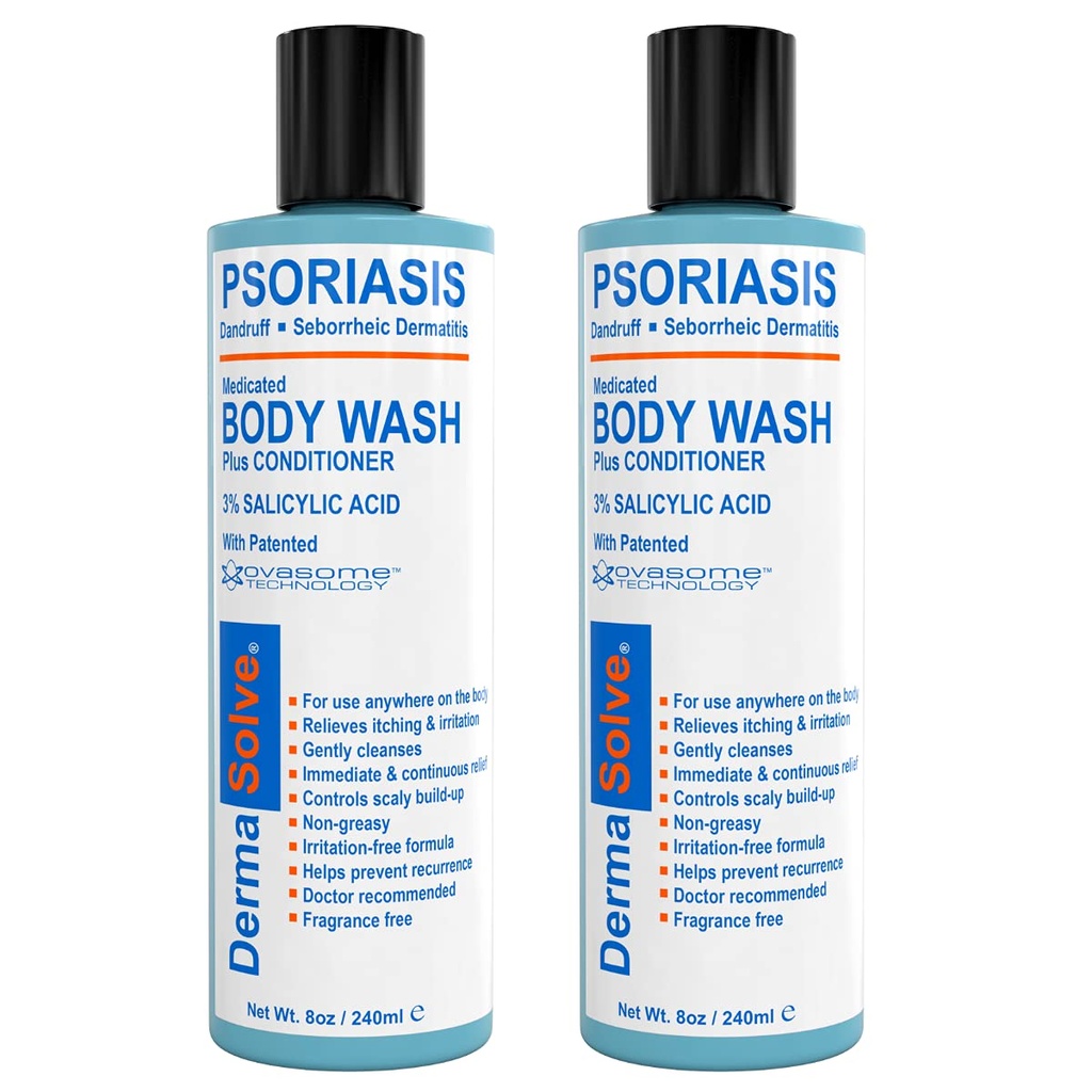 Dermasolve Medicated Psoriasis Body Wash - 2-Pack (8,0 oz ciascuno) - Provato a fornire sollievo da Psoriasi, Eczema & Dermatite seborroica, Dottore Raccomandato per Asciugare, Itchy, Rosso, Flaky, Pelle Scaly