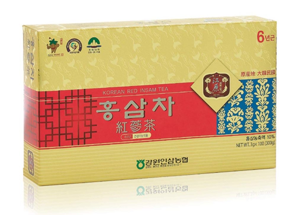 [Gangwoninsam] tè coreano di Ginseng rosso (3g x 100 pacchetti) – Ginseng rosso coreano di 6 anni, cibo della salute coreano, confezionato individualmente (100)