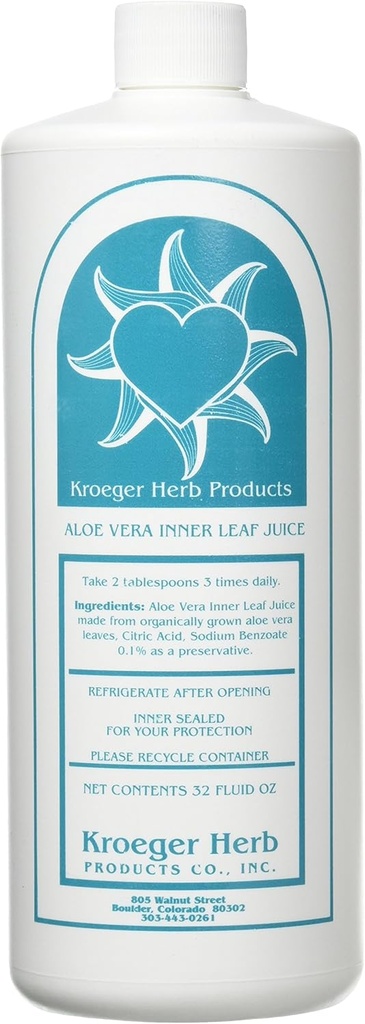 Kroeger Herb Aloe Vera Gel, Inner Leaf, 32 Ounce