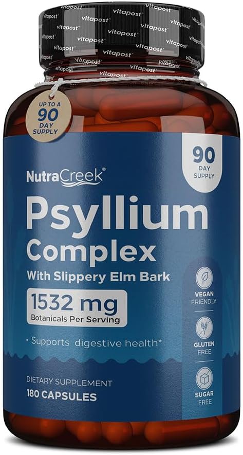 Psyllium Complex | 11-Ingredient Psyllium Husk Kapseln mit Psyllium Pulver, Slippery Elm & Ginger zu reinigen und zu unterstützen Verdauungssystem Gesundheit | 180 Kapseln