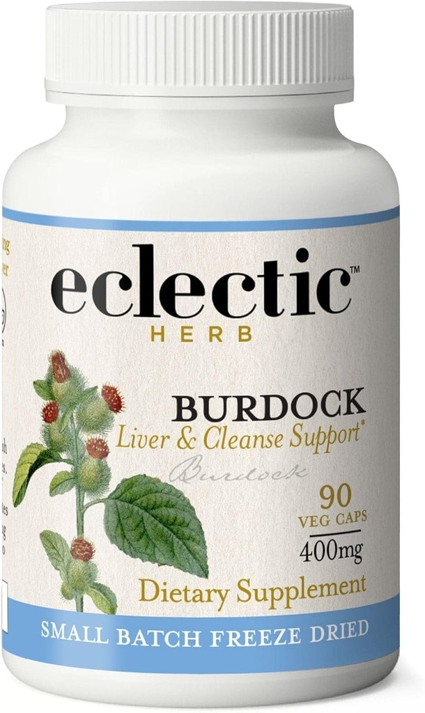 ECLECTIC INSTITUTE Raw Fresh Freeze-Dried Non-GMO Burdock | Verdauungsunterstützung | 90 CT (400 mg)