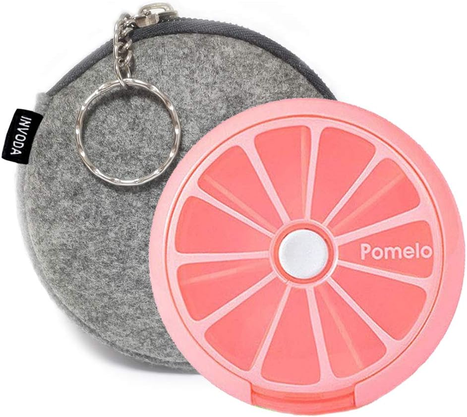 INVODA Pill Cases Pill Box Weekly 3 Times 7 Komppartments Große Medizin Pill Organizer (Pomelo 1PCS+Bag)