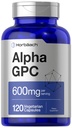 Horbäach Alpha GPC 600mg | 120 Capsule | Vegetariano, Non OGM & Gluten Free Choline Supplemento | Supporta Memoria sana, Focus e Clarity