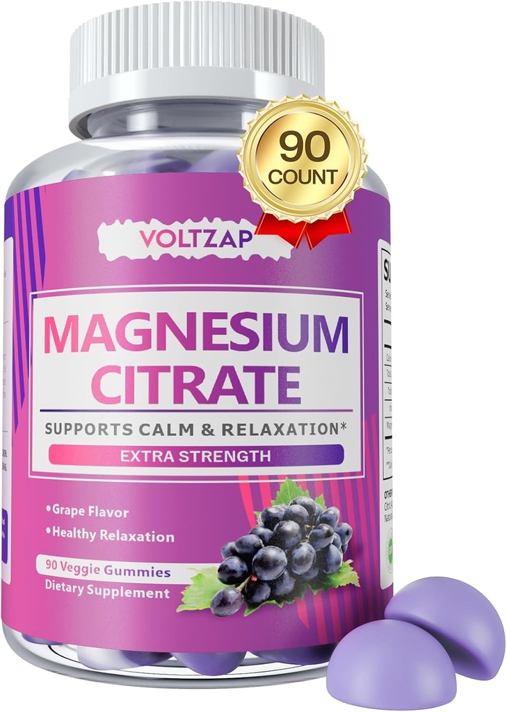 Magnesiumgummis für die Beruhigung : Nahrungsergänzungsmittel für die Gesundheit - Magnesium Citrat Hohe Absorptionsergänzung 90 Graf (Pack mit 1)