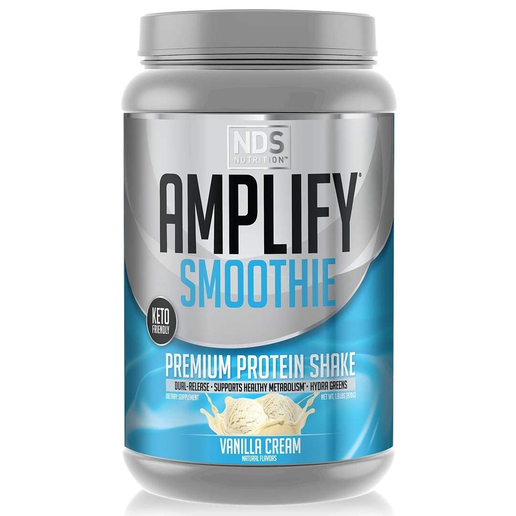 AMPLIFY NDS Nutrizione Smoothie Premium Whey Protein Shake con verdi e aminoacidi aggiunti - Costruire il muscolo magro, Gain Strength, Lasting Energy, and Lose Fat - Vanilla (30 Servings)