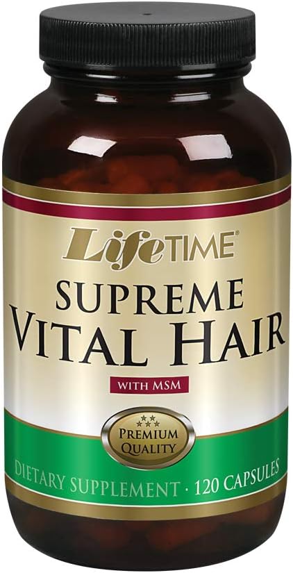 LifeTIME Supreme Vital Hair | Supporta capelli sani, unghie e pelle | Biotina, MSM, Vitamine B, C, & A, Zinco, Coda e altro | 120 Capsule, 30 Serve