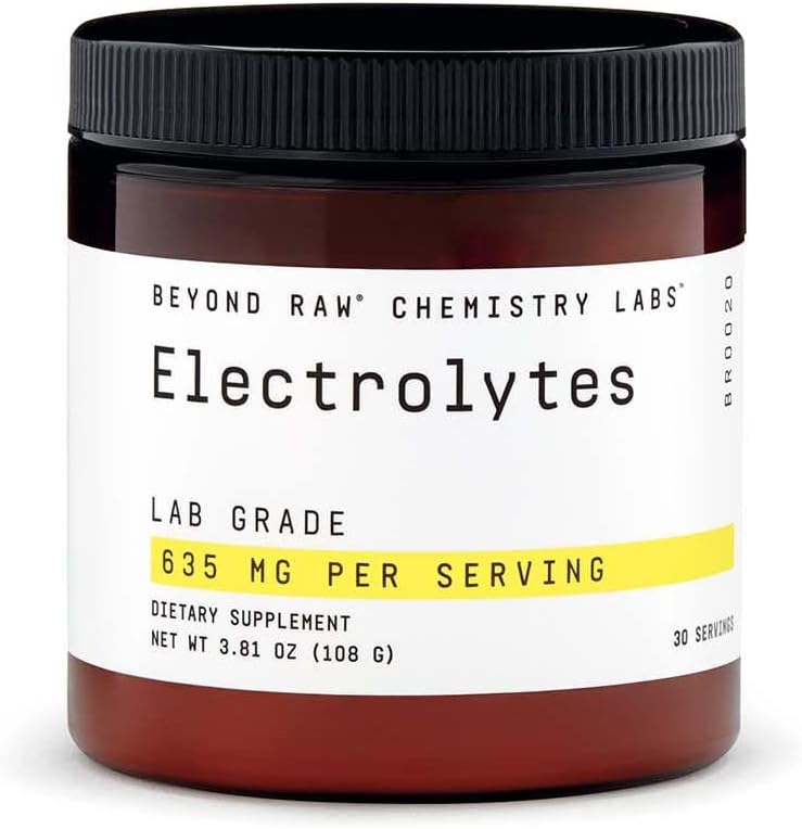 BEYOND RAW Chemistry Labs Electrolytes Poudre, Grade de laboratoire, sans gluten, sans sucre Mélange de boissons électrolytes, soutient la performance et l'hydratation, 30 portions