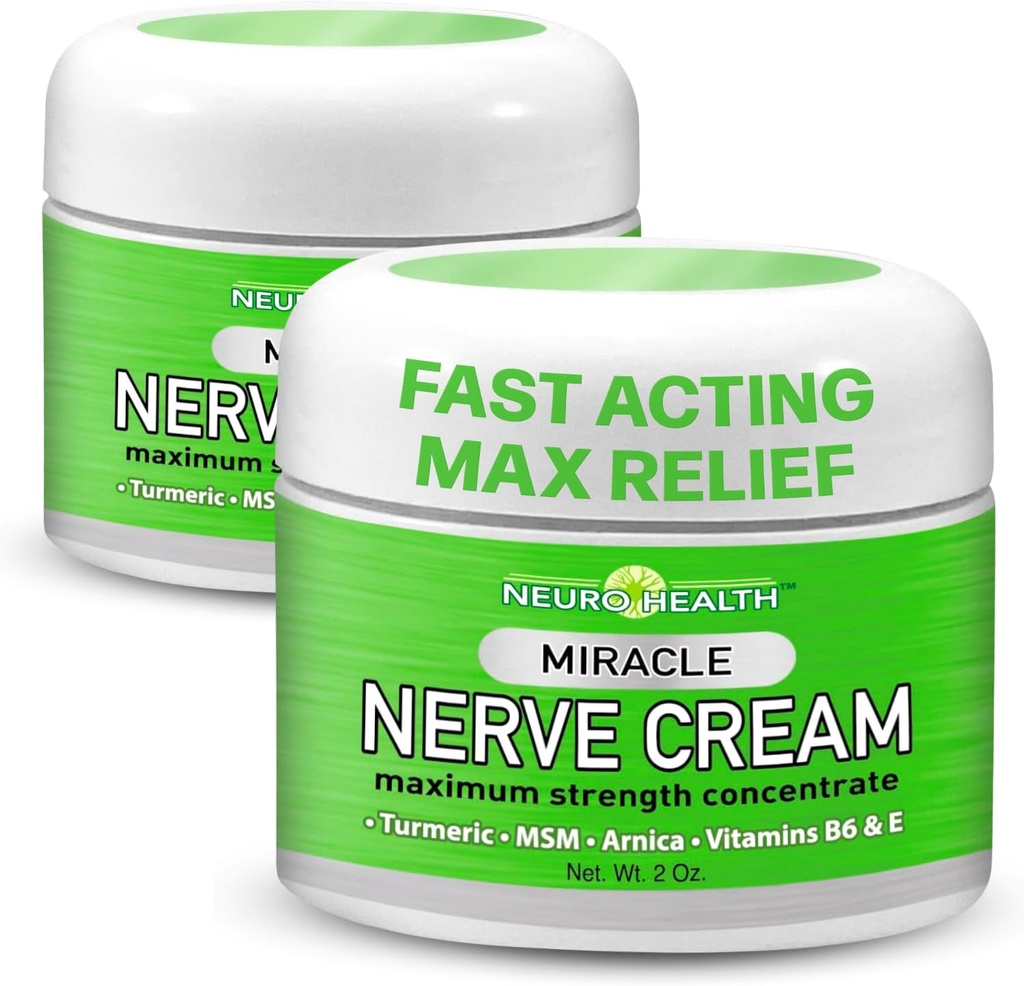 Miracle Nerve Cream - Massima resistenza - Miscela di curcuma e Arnica per Neuropatia Discomfort Relief - Soothing Foot & Hand Formula con MSM, B6, E - Made in USA - 2 Pack
