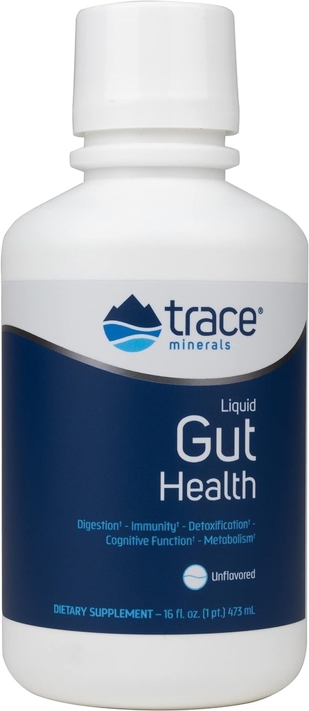 Trace Minerals Gut Health - Soutien pour le doublage Gut, Digestion saine, fonction du système immunitaire - Supplément de santé digestive avec acide humique et fulvic - Sans saveur, 16 fl oz (environ 94 portions)