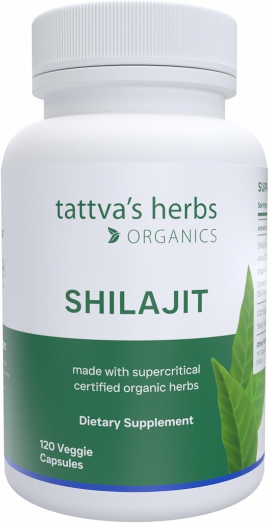 Tattva's Herbs Shilajit Herbal Supplement, Shilajit pour hommes et femmes, Himalayan Shilajit Capsules, Shilajit Extract, 1 Pack, 120 Comte, 25 ans de service Premium