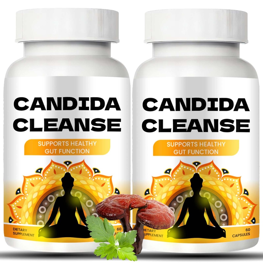 Candida Cleanse - Support Gut & Colon, Formule avancée - Origan Feuille, Wormwood, Noix noire, Acides Capryliques