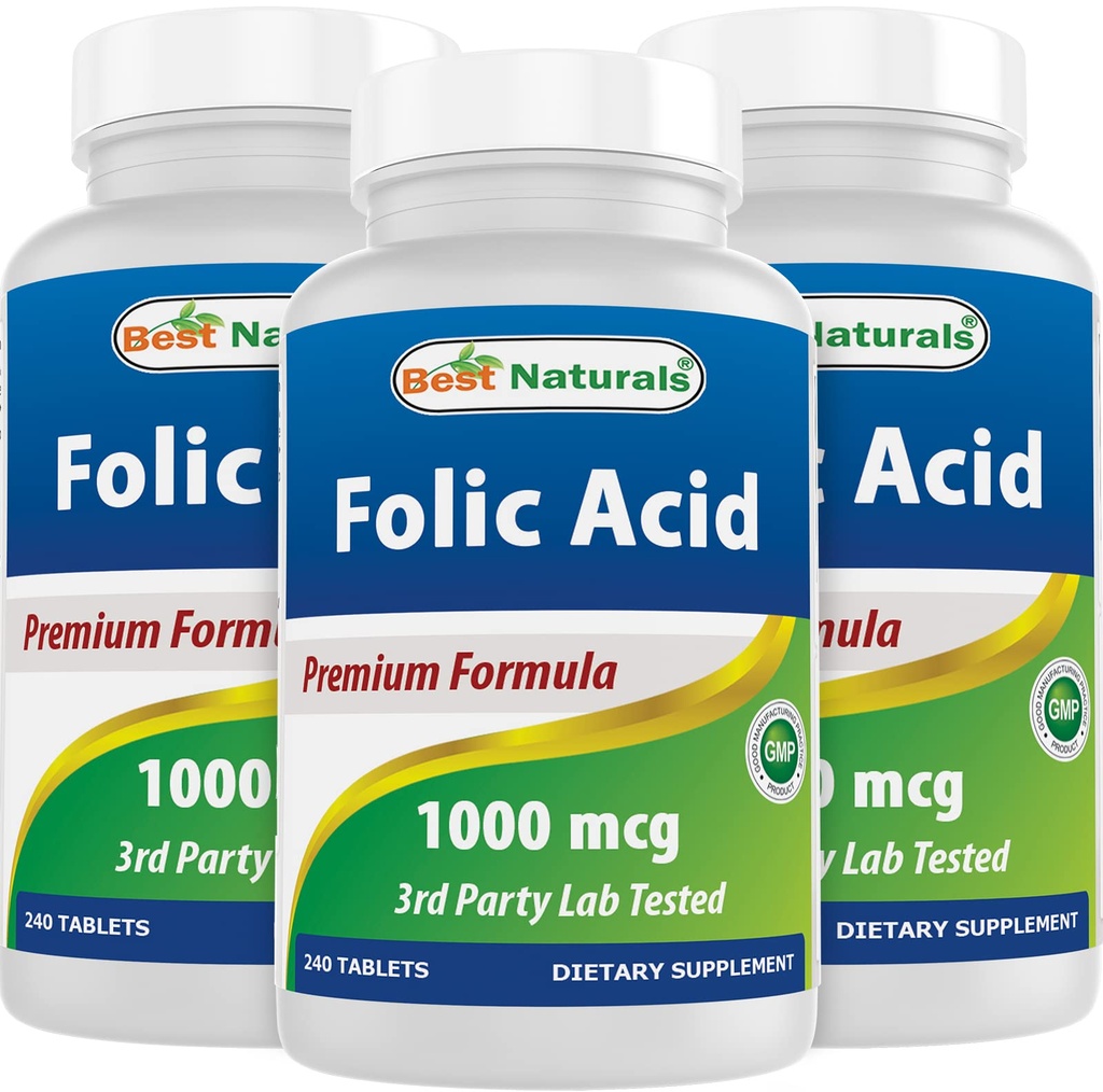 Meilleur acide folique naturel 1000 mcg (vitamine B9), 240 comprimés (1000 mcg (paquet de 3))