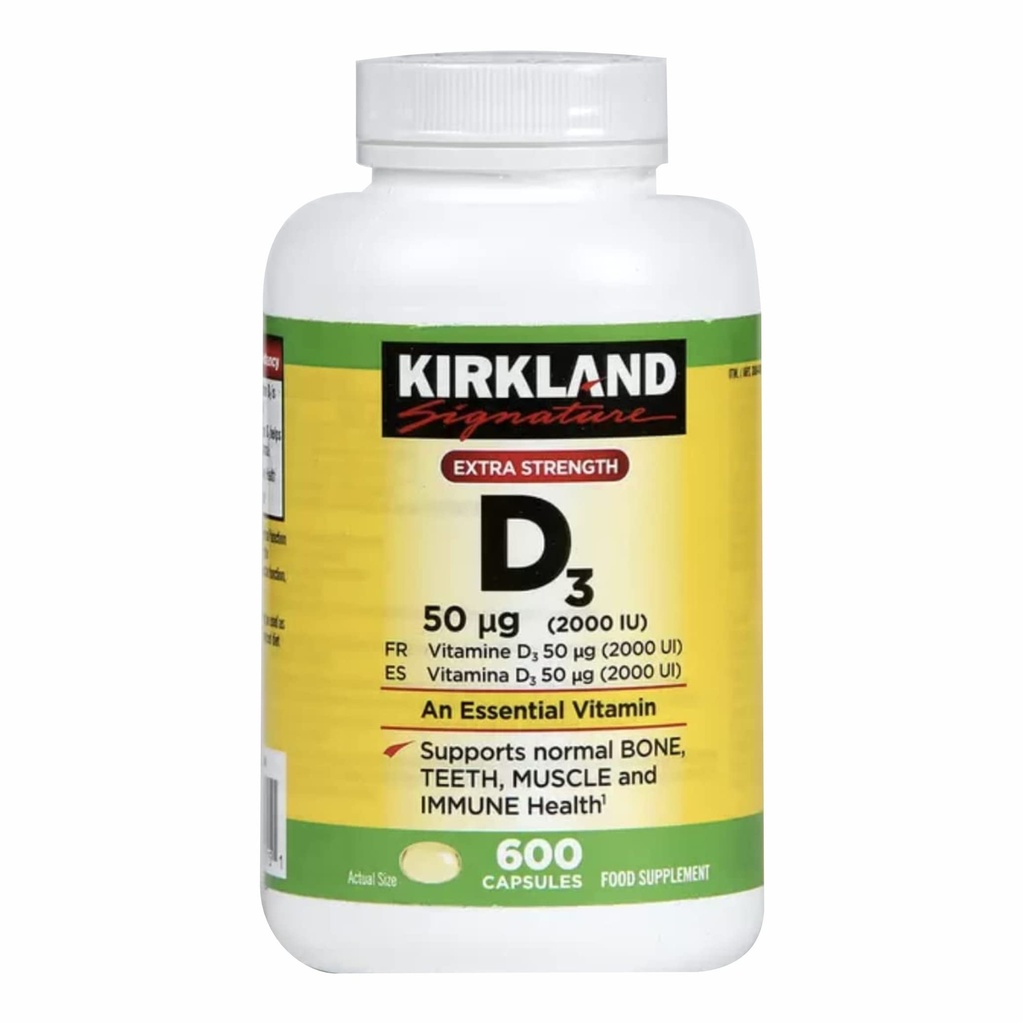Kirkland Maximum Strength Vitamin D3 600 Softgels (Pack von 2)