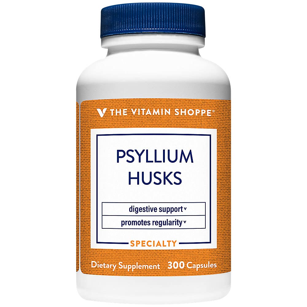 Der Vitamin Shoppe Psyllium Husks – Plantago Ovata Fiber Supplement, das Regularity & Healthy Cholesterol, 840 mg pro Servierung unterstützt - Glutenfrei (300 Kapseln)