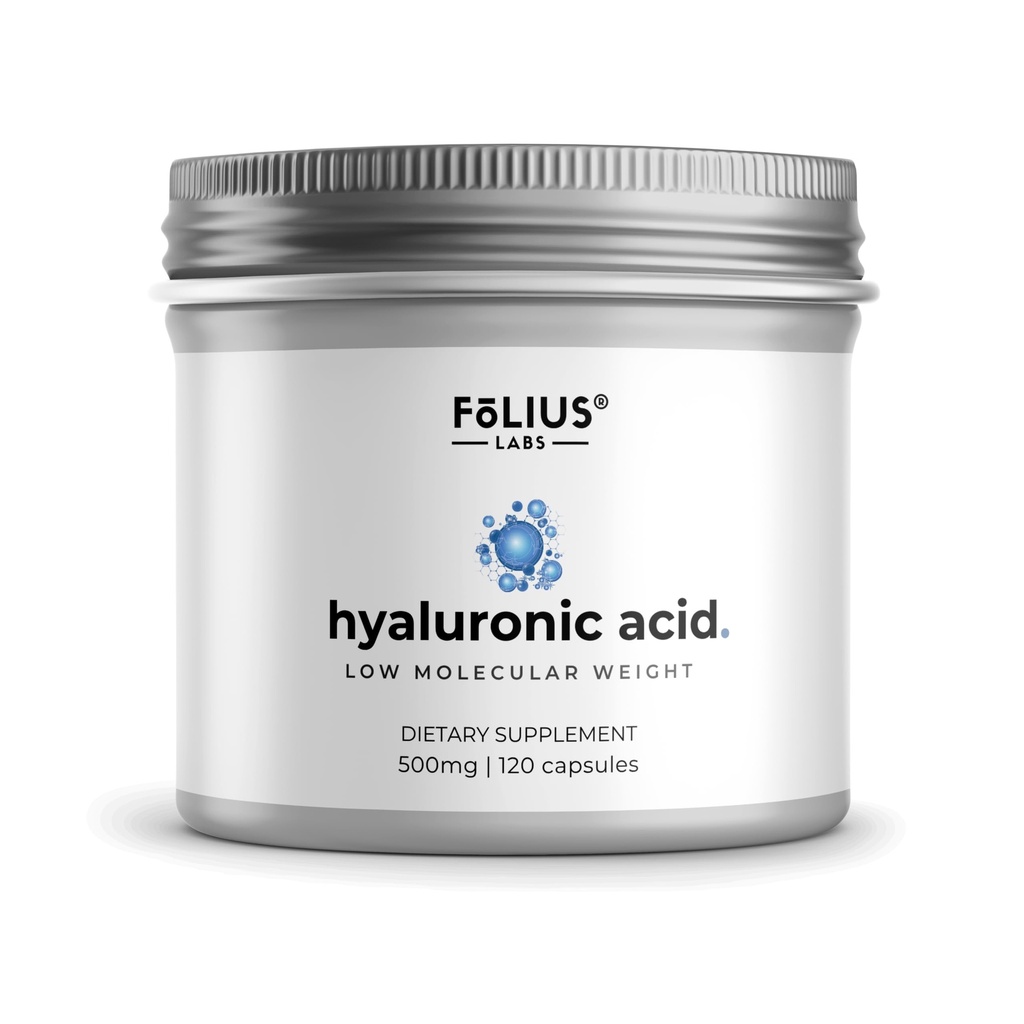 Acido ialuronico ad altissima purezza 500mg - 95% Ialuronato di sodio - Altamente purificato e Biodisponibile - Basso Peso molecolare - Non OGM Fermentato - 120 capsule
