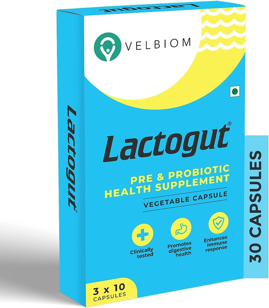 Lactogut Probiotics Supplement für Immunität und Verdauungsmedizin, Gut Health Multi Strain und Site-Specific Pre-Probiotic Formel hilft in Ibs und Ibd - 30 Kapseln