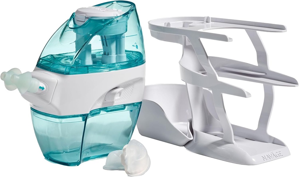 Navage Essentials Bundle - Nasal Bewässerungssystem - Saline Nasal Rinse Kit mit 1 Navage Nose Cleaner, 30 Salt Pods und 1 Countertop Caddy