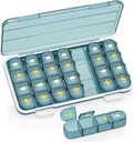 Organisateur de pilules 4 fois par jour, boîte à pilules 4 fois par jour 7 jours - Acedada Weekly Medicine Box Organisateur avec cas séparé, distributeur quotidien portable de pilules pour la vitamine, huiles de poisson, suppléments, bleu