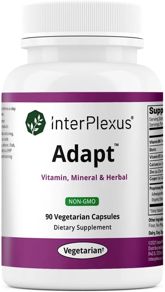 InterPlexus Adapt - Vitamin, Mineral, & Kräuter Adrenal Supplement - Glutenfrei, Milchfrei, Sojafrei - 90 Kapseln (90 Portionen)