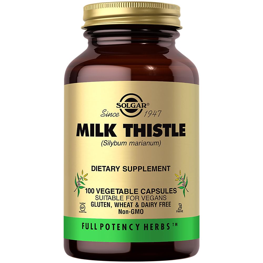 Solgar Milk Thistle - 100 Gemüsekapseln - Full Potency (FP) - Non-GMO, Vegan, Glutenfrei, Dairy Free, Kosher - 100 Servietten