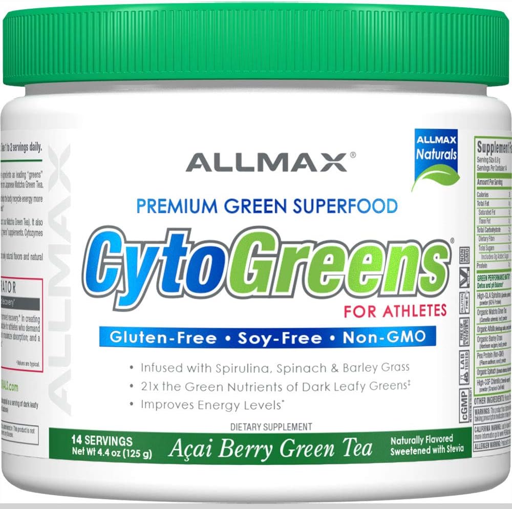 ALLMAX Nutrition - Cytogreens Super Greens Powder, Infuso con Spirulina, Spinach & Barley Grass, Supporta la salute immunitaria e la funzione digestiva, Vegan Friendly, 125 Grammi