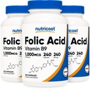 Nutricost Folic Acid (Vitamin B9) 1000 mcg, 240 Kapseln (3 Flaschen)