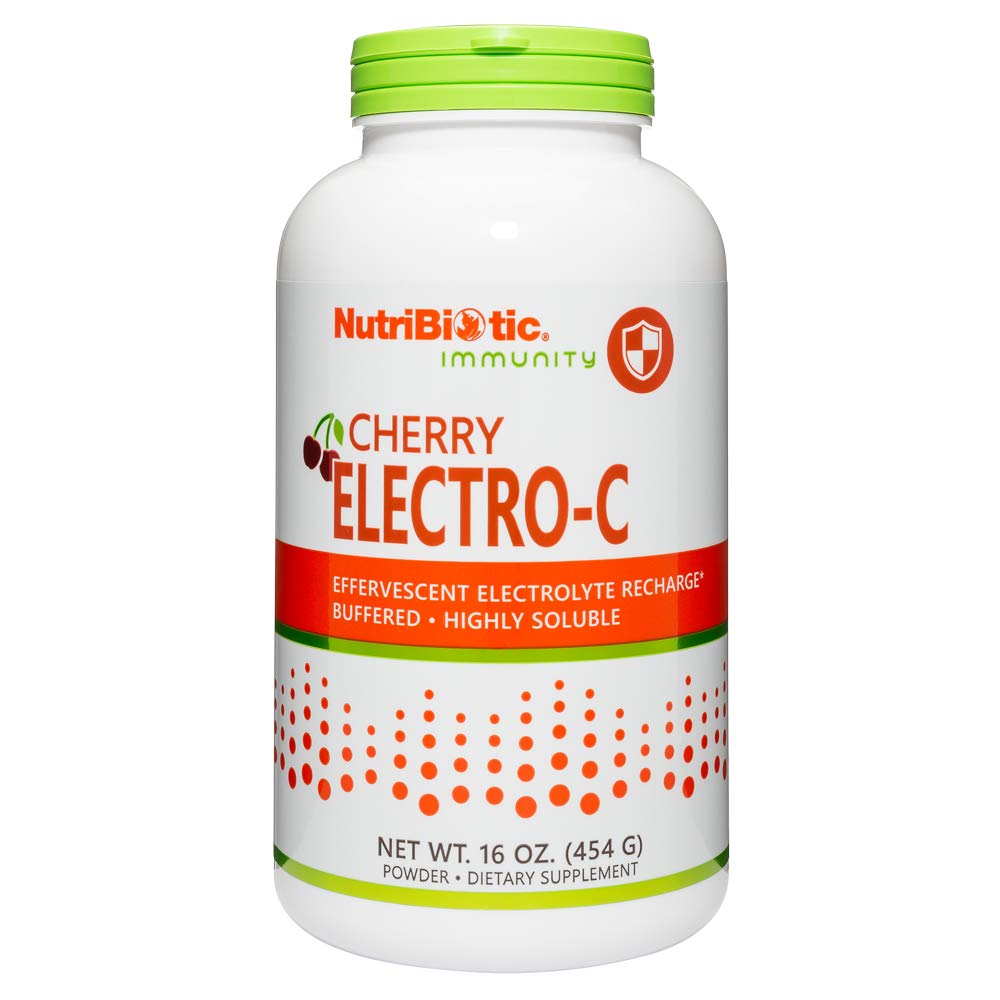 NutriBiotic - Cherry Electro-C Vitamin C & Elektrolyt-Pulver, 16 Oz | 850 Mg Vitamin C Pro Servieren | Effervescent Elektrolyt Recharge | Buffered & High Soluble | Non-GMO & Gluten Free