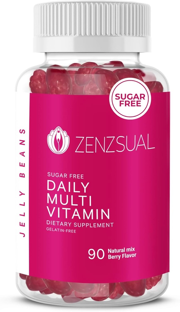 ZENZSUAL Daily Multivitamin Jellybeans - Chewable, Sugar-Free, and Vegetarian-Friendly Supplement- Immune Support, Wellness Delight, Gelatin-Free (90 Natural Mix Berry-Flavored)