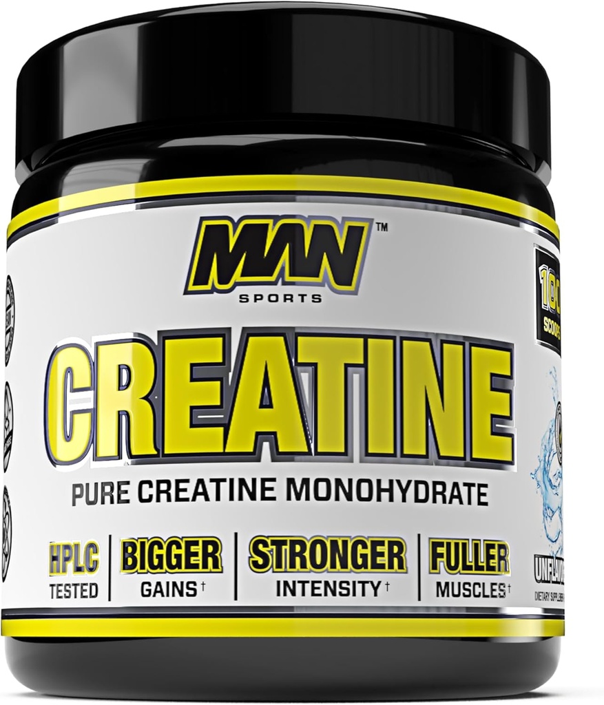 Homme Sports 100% poudre monohydratée pure créatine, neutre, 500 Gram - 100 portions