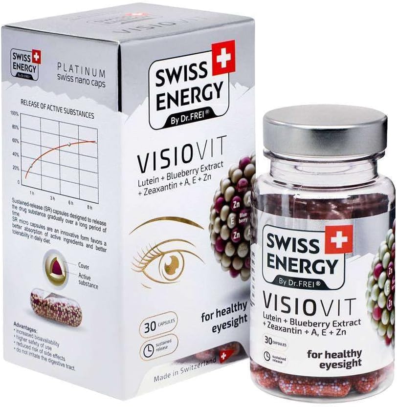 VISIOVIT Lutein + Blueberry Extract, für Gesunde Vision, 30 Sustained-Release Kapseln