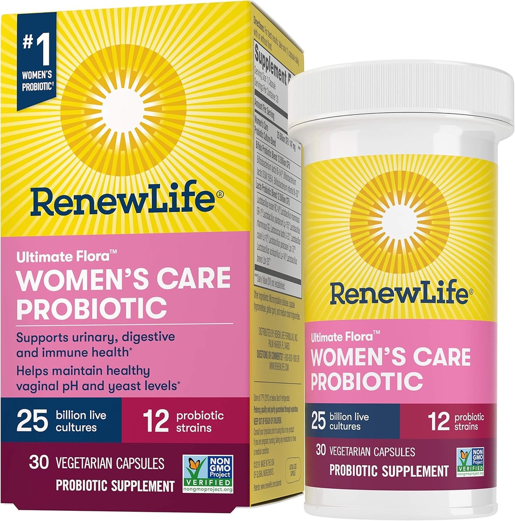 Renew Life Women's Probiotic - Ultimate Flora Probiotic Women's Care, Shelf Stable Probiotic Supplement - 25 Billion - 30 Gemüsekapseln