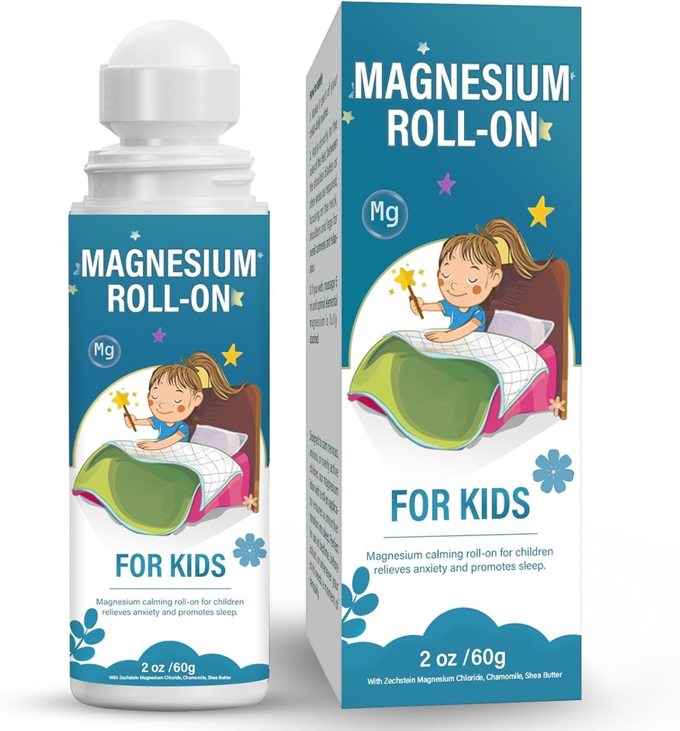 Magnesium Lotion für Kinder, Magnesium Roll on for Sleep & Calm - Hilfe Kinder beruhigen und schlafen, topische Magnesiumcreme - Unterstützung einer ausgewogenen Stimmung, Bedtime & Nacht