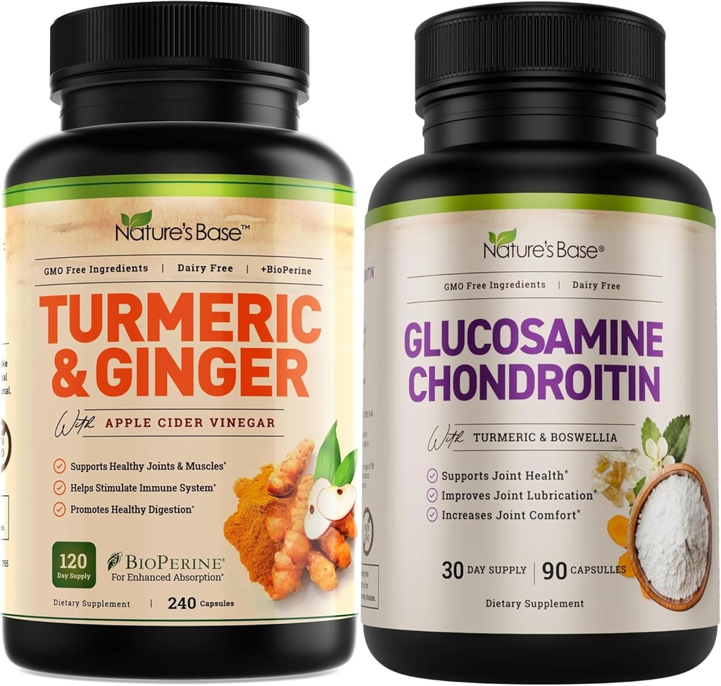Nature's Base Turmeric & Ginger 240 ct + Glucosamine Chondroitin 90 ct