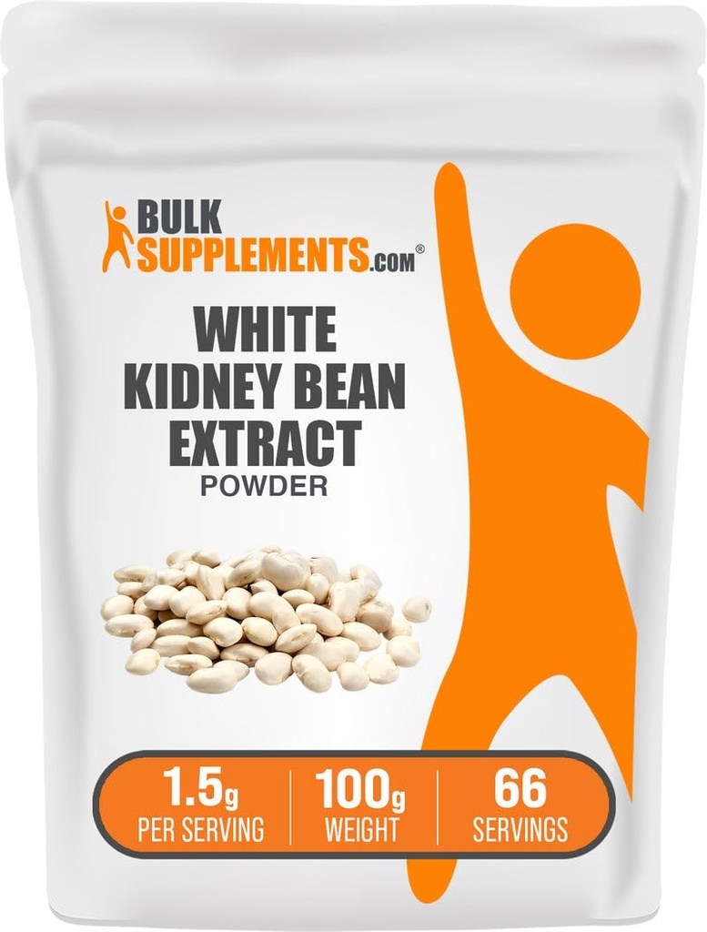 BulkSupplements.com Weißes Nierenbohnen-Extrakt-Pulver - Weißes Nierenbohnen-Pulver - Kräuterergänzung - Glutenfrei, 1,5g pro Servierung, 100g (3,5 oz) (Pack von 1)