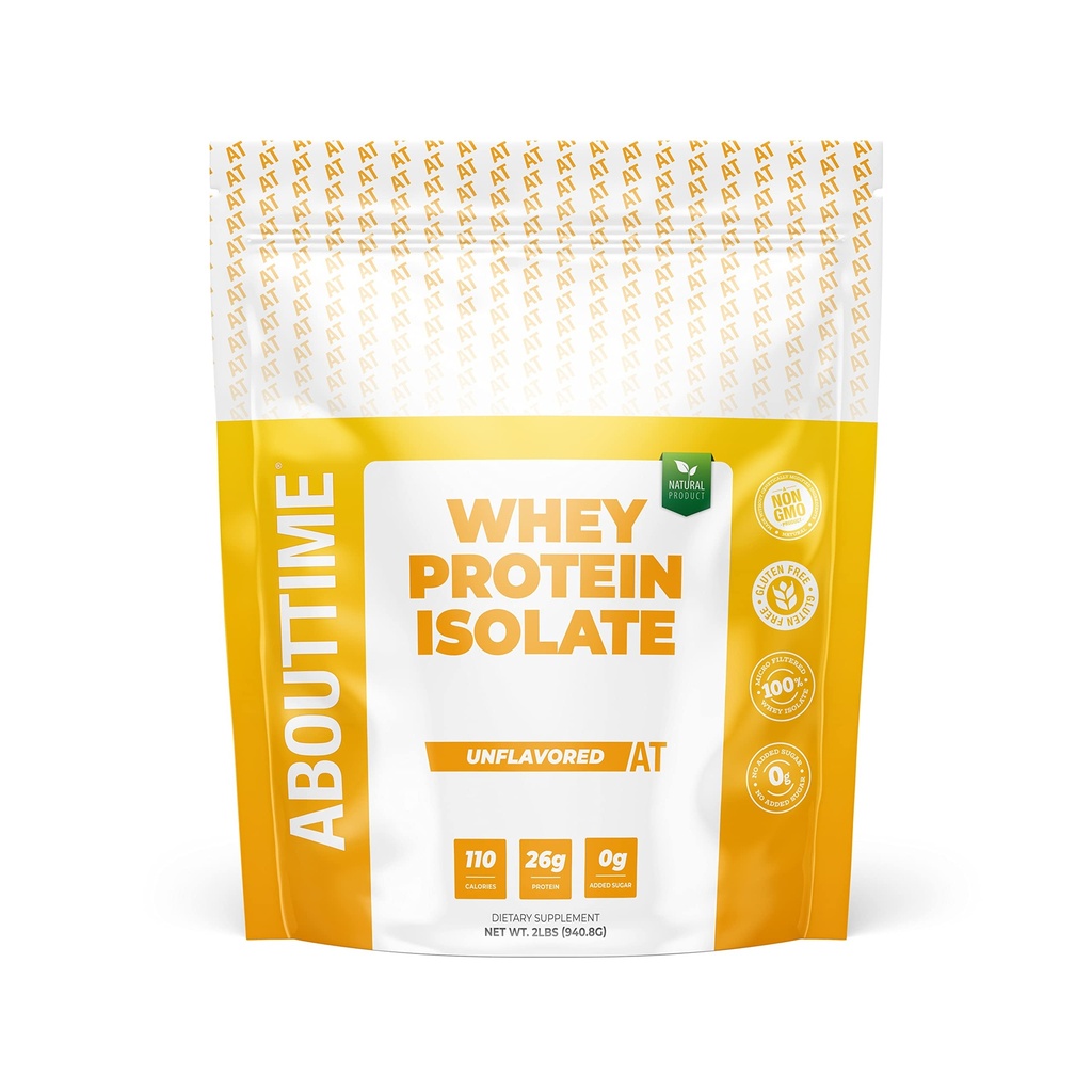 Über die Zeit Unflavored Whey Protein Isolate Powder 26g, Natürliche Inhaltsstoffe, Non-GMO, Glutenfrei, Lactosefrei, keine künstlichen Süßungsmittel, Low Carb, 32 Servierungen