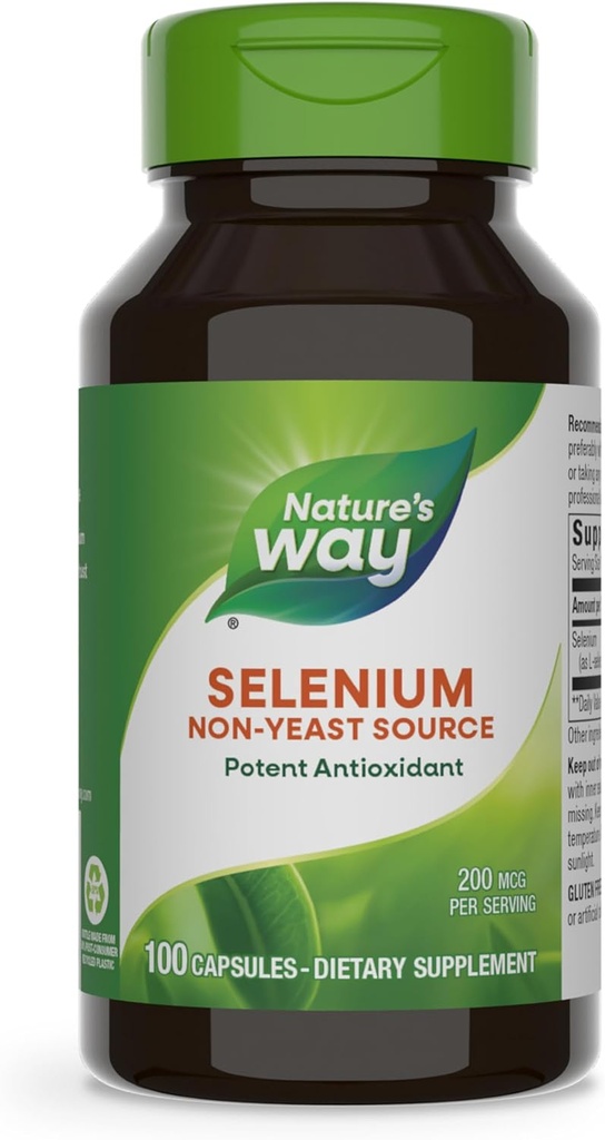 Nature's Way Selenium, Non-Yeast Source, Potent Antioxidant, 100 Kapseln (Packaging May Vary)